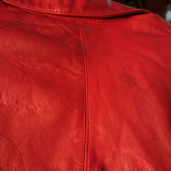 Vintage Michael Hoban red leather cropped, dolman/batwing jacket, size 9/10, 80s - Picture 8 of 14